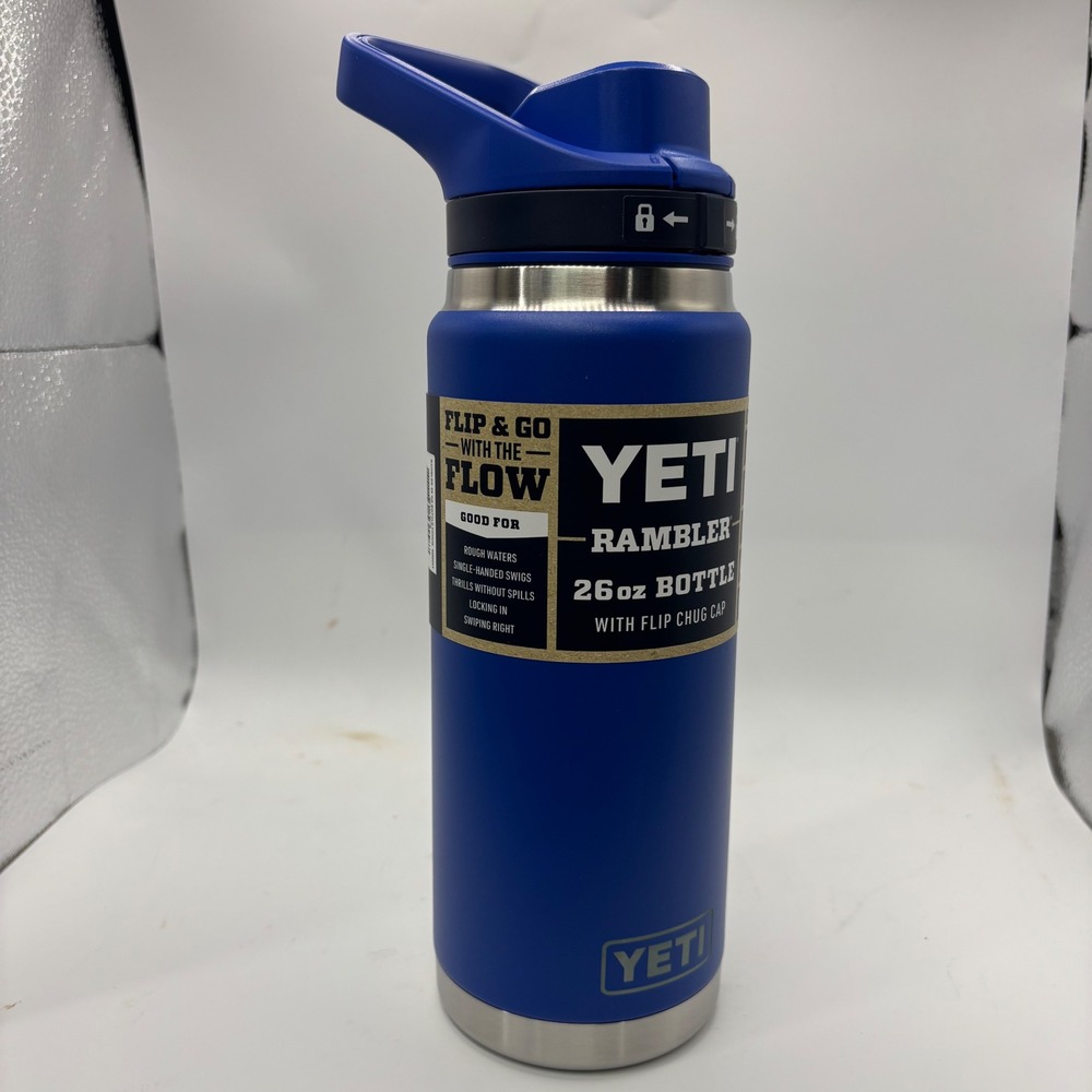 YETI Rambler 26 oz Bottle Big Wave Blue with Flip Chug Cap Vacuum Insulated